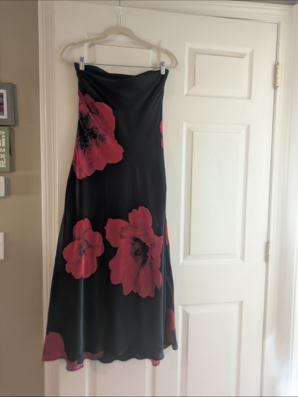 Francesca's Collections Black Strapless Slip Dress with Red Floral Print - Picture 5 of 6